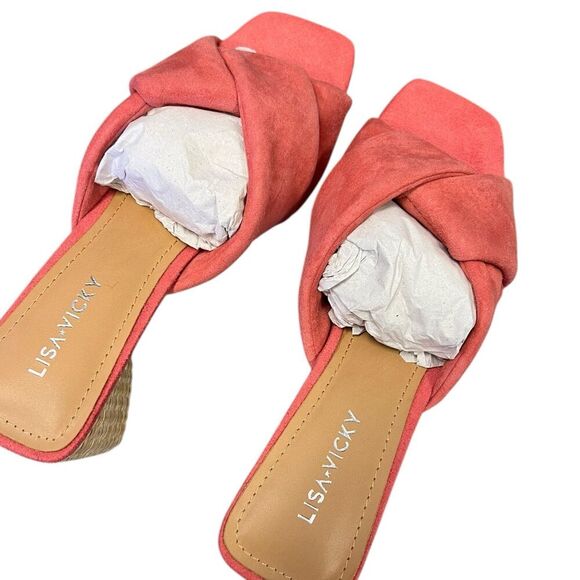 Lisa Vicky Sunkissed Pink Impress Block Heel Suede Sandal 6 - Picture 2 of 3